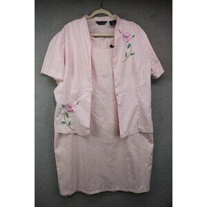 Samantha Rose Linen Blend Two-Piece Dress & Top-Size Missy 18-Embroidered